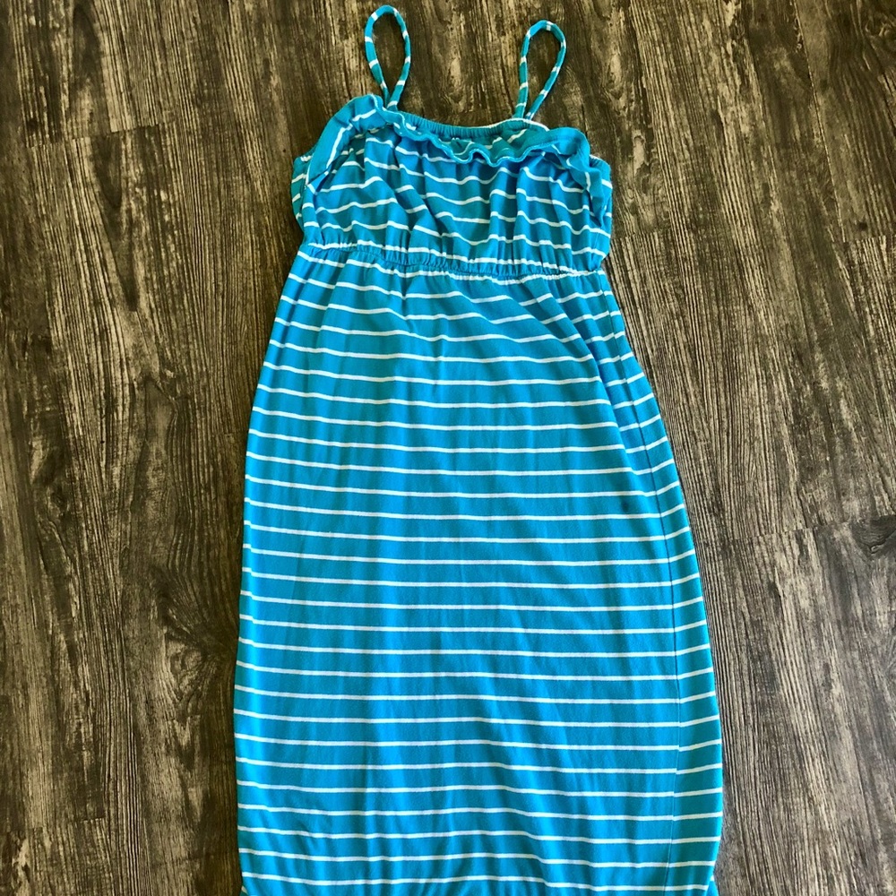 Summer Blue and White Stripe Sun Dress - Picture 4 of 5